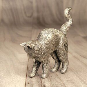 Vtg Franklin Mint Curio Cabinet Cats Collection Figurine Colonial Pewter 1986